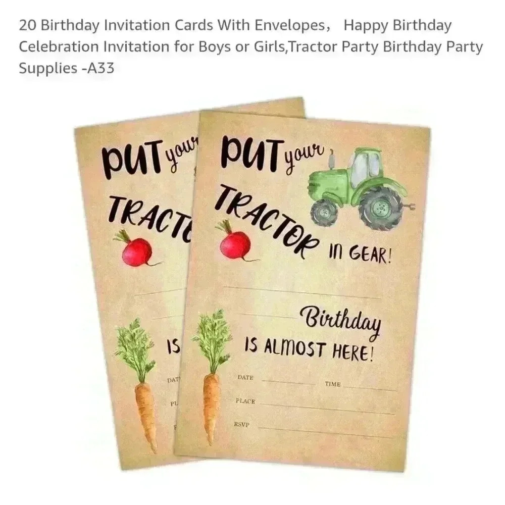 Tractor birthday invitations